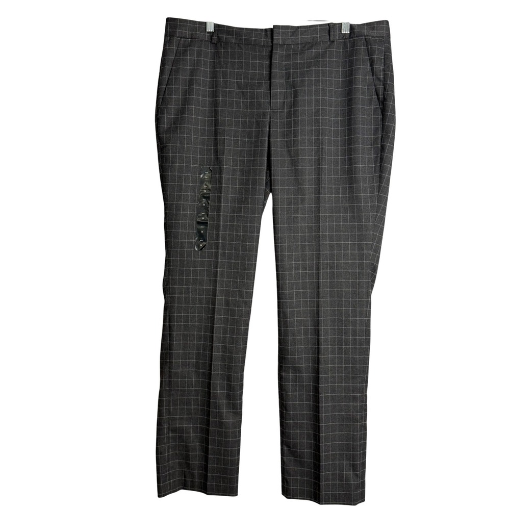 New Banana Republic Factory Ryan Pants Womens 14 Charcoal Grey Windowpane Plaid